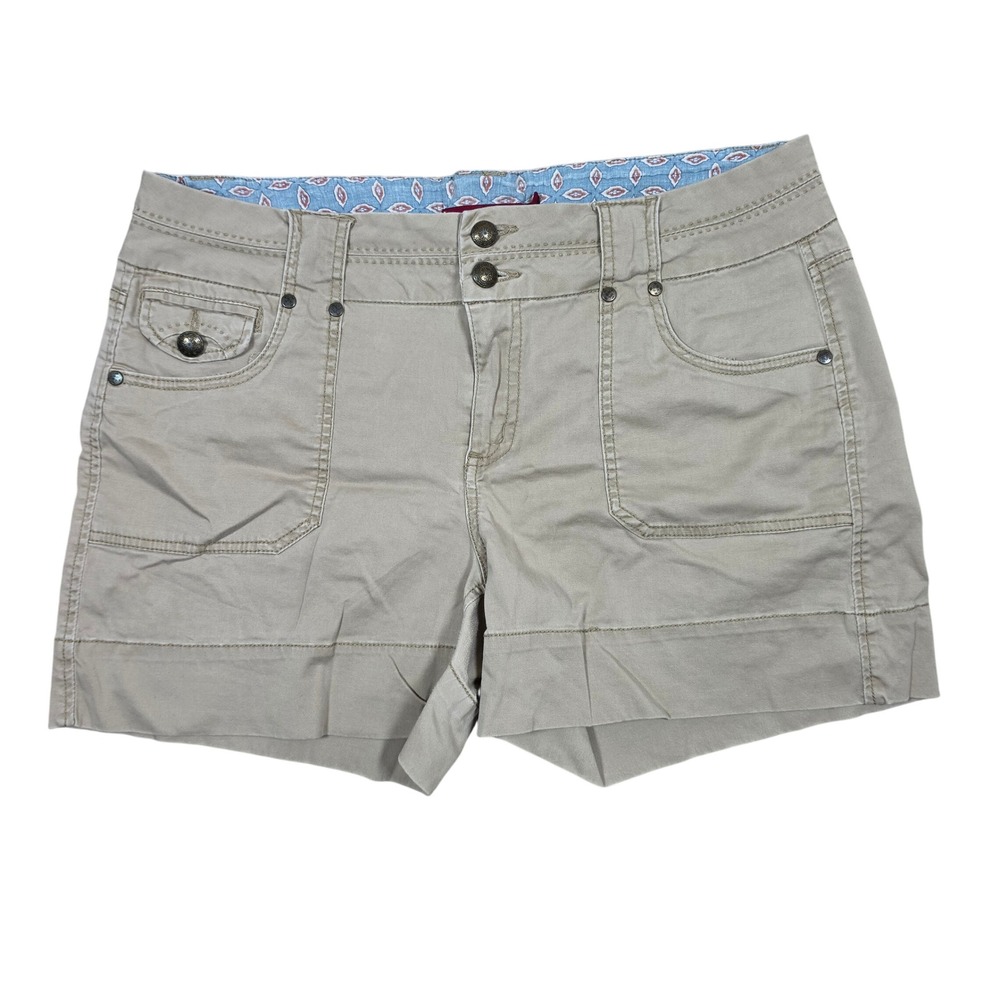 One 5 One Khaki Utility Shorts Double Button Flap Pocket Women's Size 14
